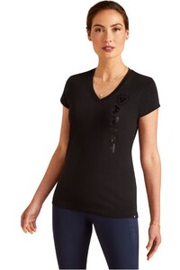 2024 Ariat Womens Vertical Logo V Short Sleeve T-Shirt 10048602 - Black